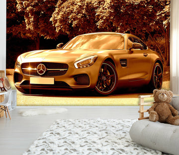 3D Tree Sports Car 059 Vehicle Wall Murals