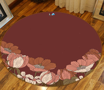 3D Flowers 64076 Round Non Slip Rug Mat