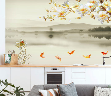 3D Autumn Pond 1601 Wall Murals Wallpaper AJ Wallpaper 2 
