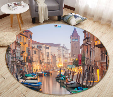 3D Venice On The Water Ferry 72042 Round Non Slip Rug Mat