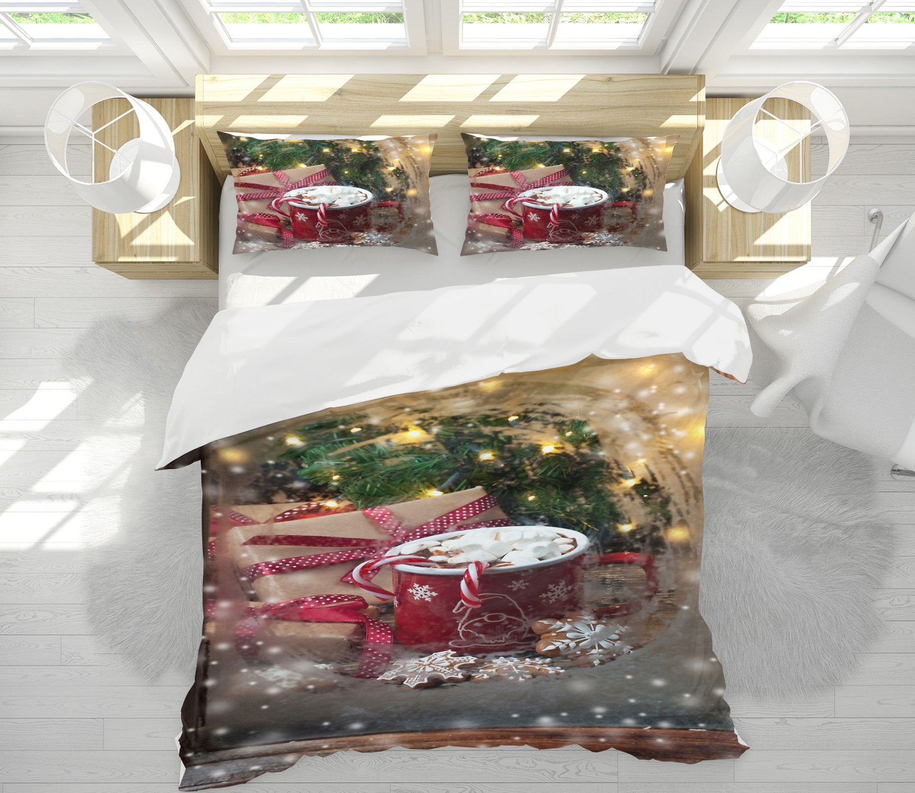 3D Water Cup 51156 Christmas Quilt Duvet Cover Xmas Bed Pillowcases