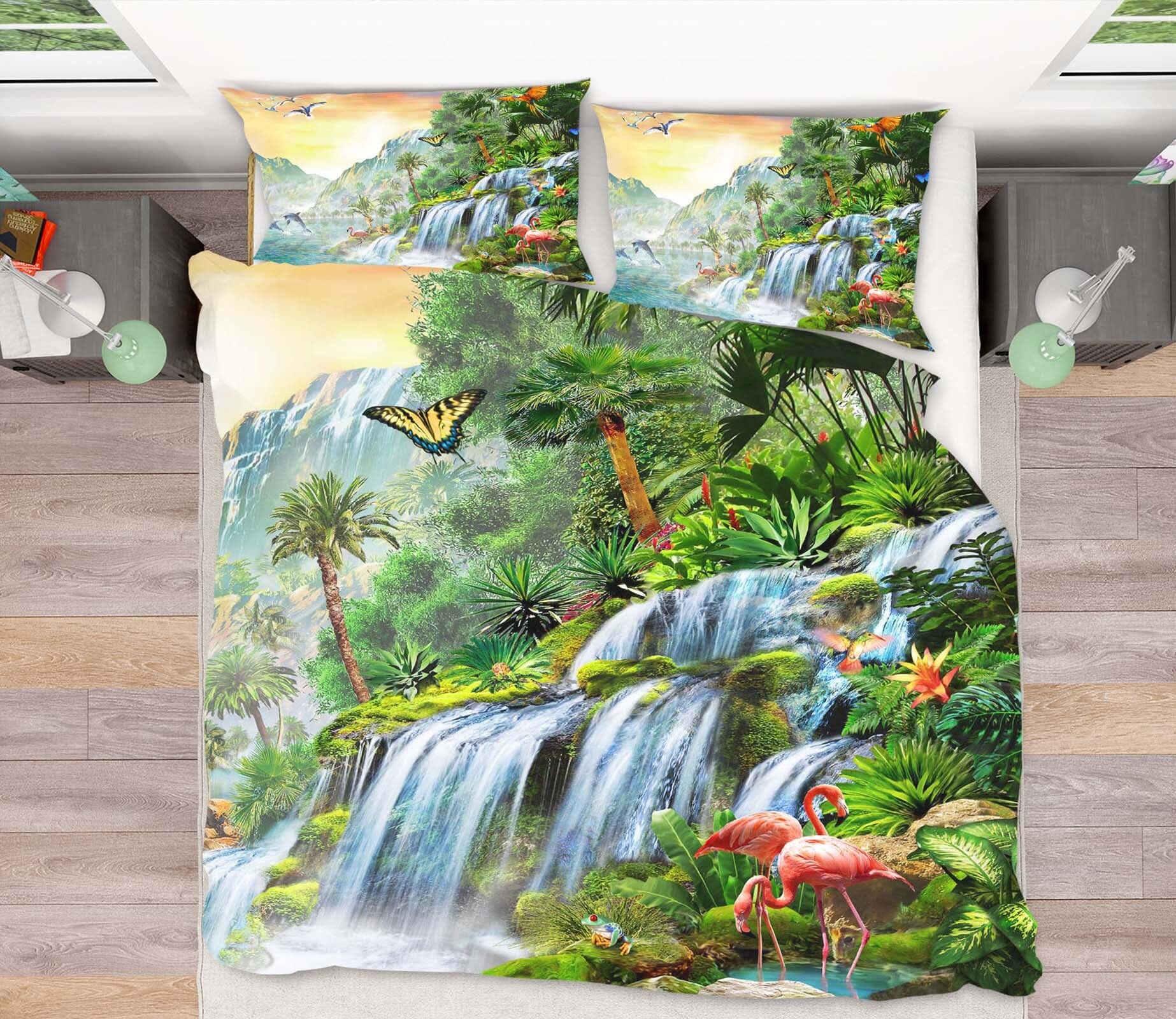 3D Forest Waterfall 2039 Adrian Chesterman Bedding Bed Pillowcases Quilt Quiet Covers AJ Creativity Home 