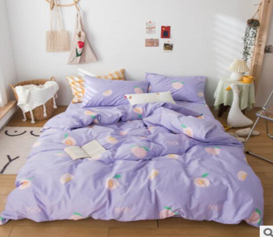 3D Purple Peach 40234 Bed Pillowcases Quilt