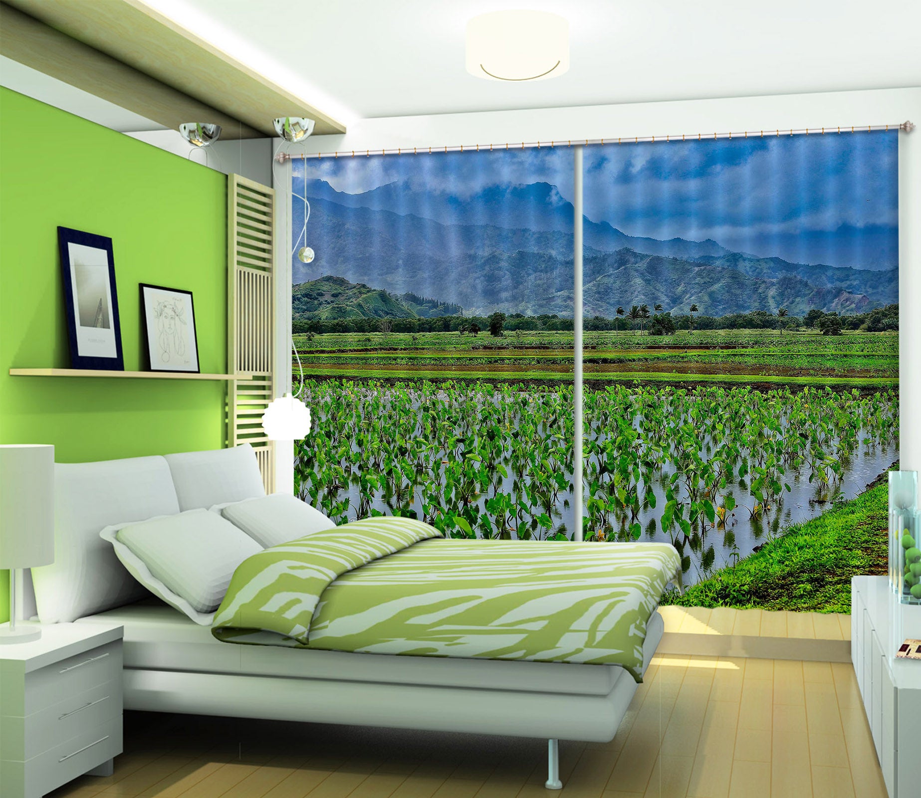 3D Taro Fields 11170 Kathy Barefield Curtain Curtains Drapes