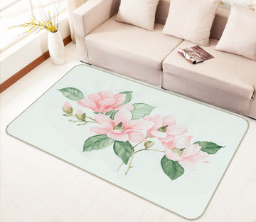 3D Pink Flowers 77156 Non Slip Rug Mat