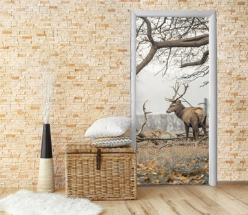 3D Tree Grass Deer 106196 Assaf Frank Door Mural