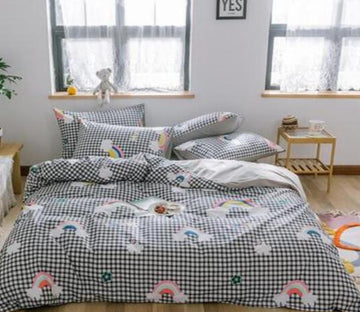 3D Black And White Grid Rainbow 15008 Bed Pillowcases Quilt
