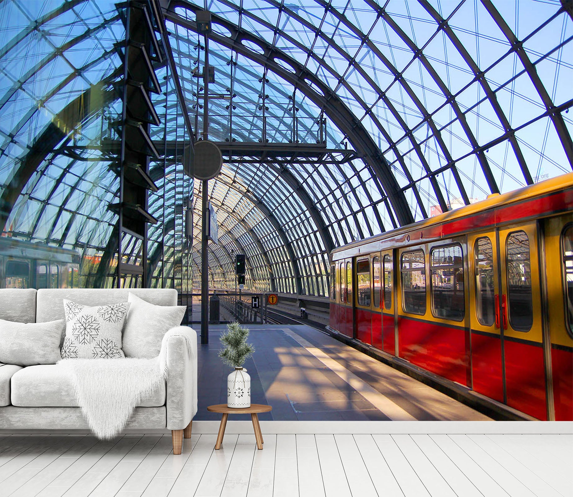 3D Train Station 027 Vehicle Wall Murals