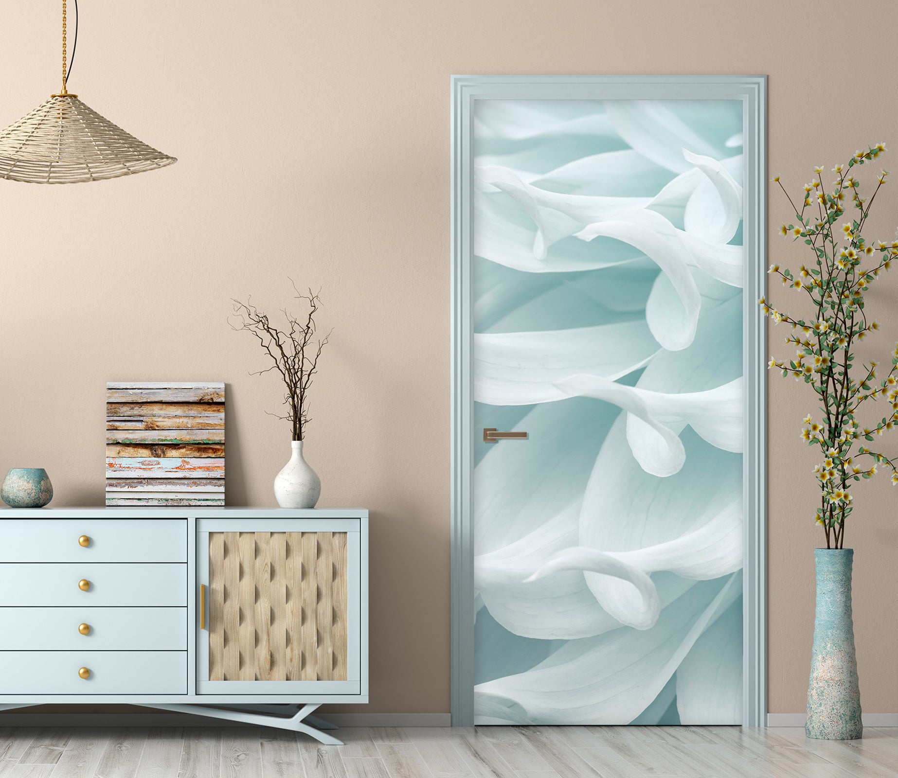 3D White Dahlia 5187 Assaf Frank Door Mural
