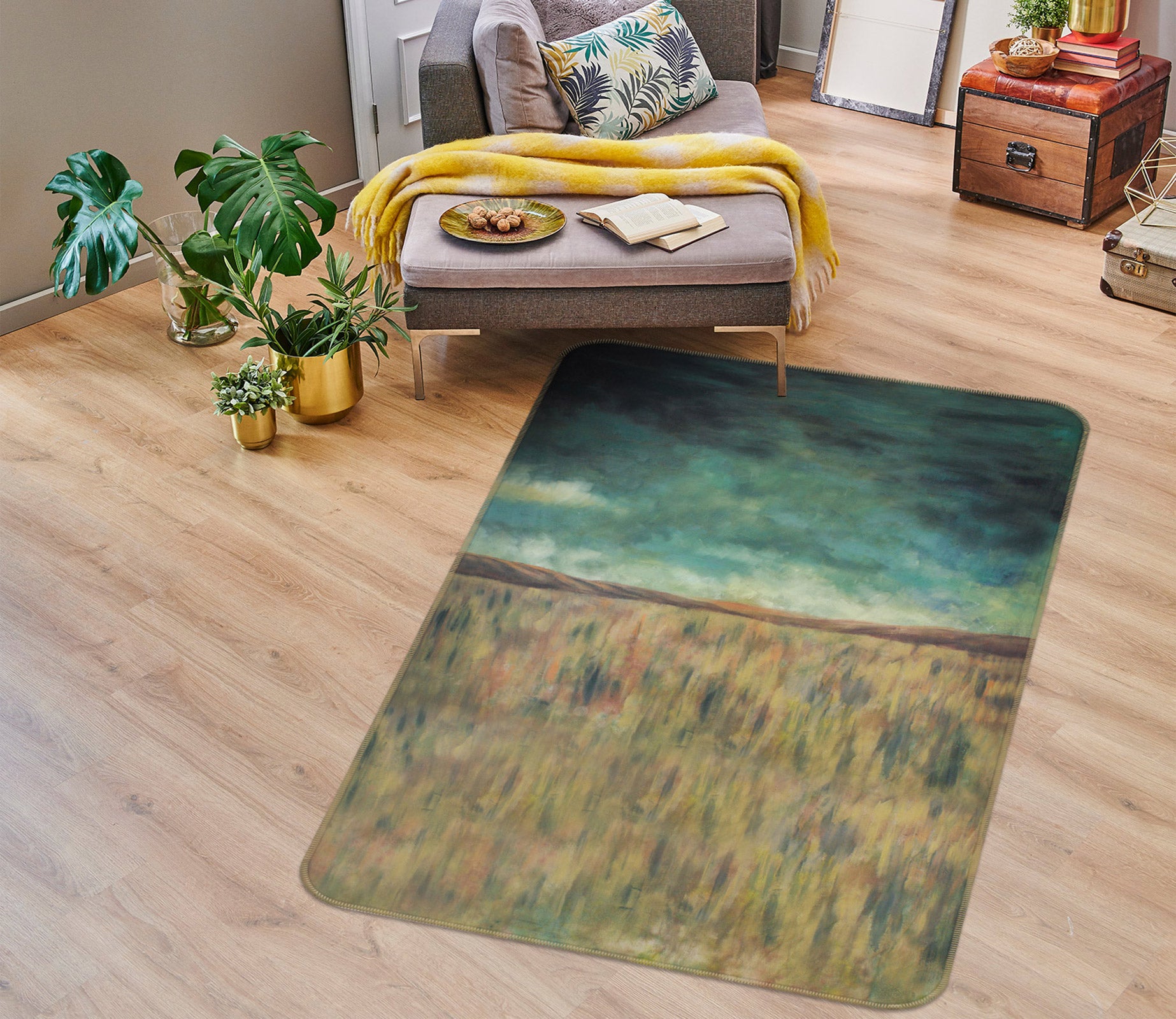 3D Oil Painting Grass 76096 Non Slip Rug Mat