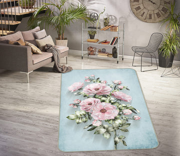 3D Pink Bouquet 33099 Non Slip Rug Mat