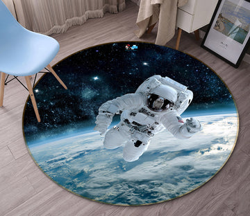 3D Planet Astronaut 71263 Round Non Slip Rug Mat