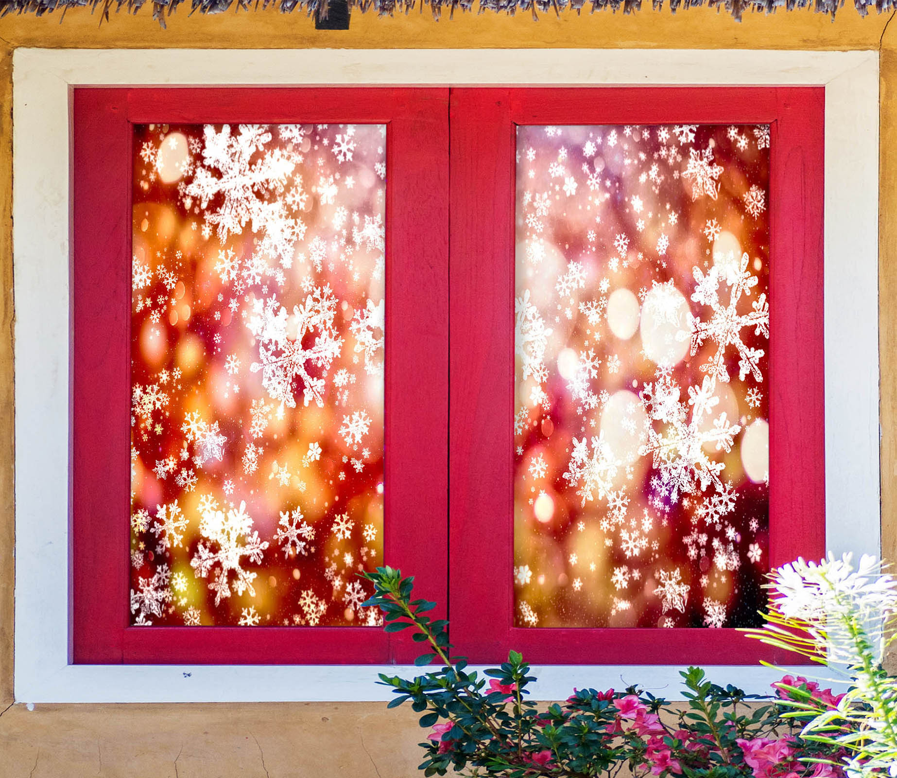 3D Snowflake 43143 Christmas Window Film Print Sticker Cling Stained Glass Xmas