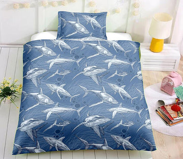 3D Many Sharks 6044 Bed Pillowcases Quilt