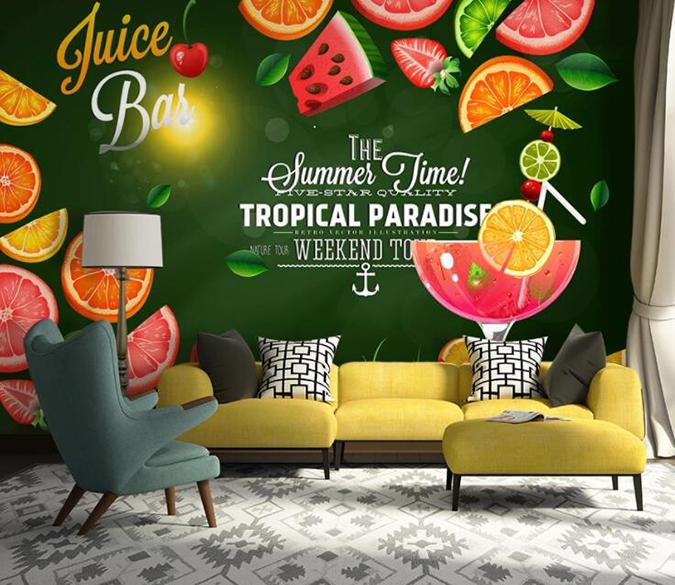 3D Strawberry Orange 1361 Food Wall Murals Wallpaper AJ Wallpaper 2 