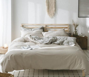 3D Beige Gray 50126 Bed Pillowcases Quilt