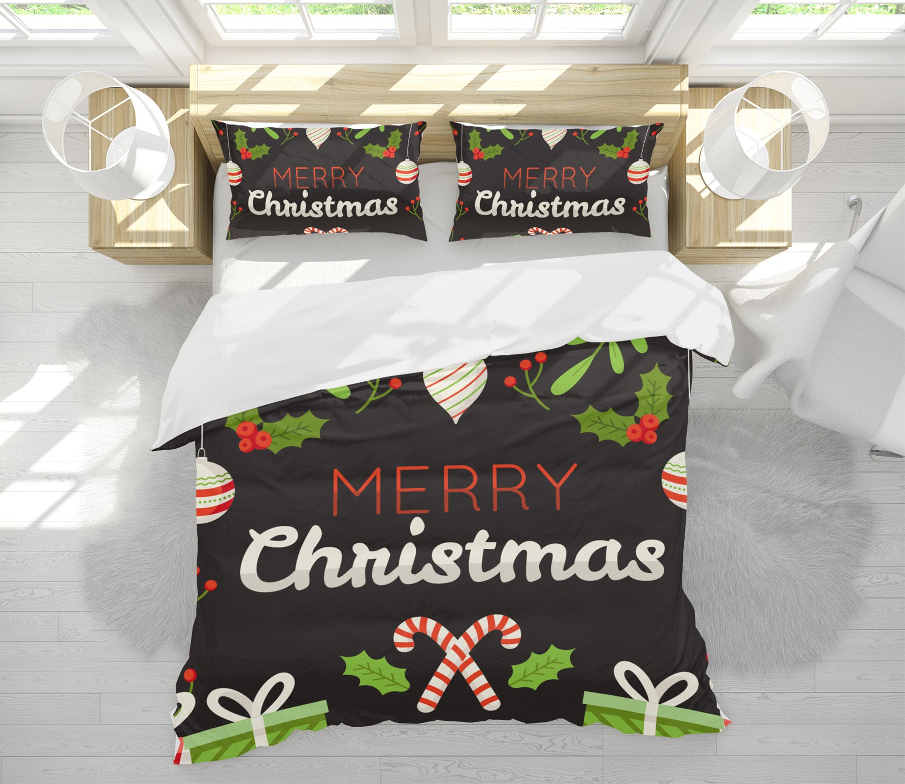 3D Christmas Tree Branches 63194 Bed Pillowcases Quilt