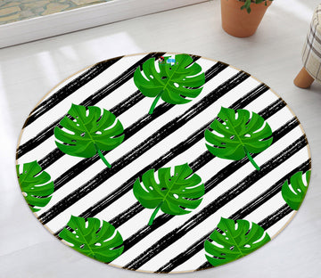 3D Leaf Pattern 75093 Round Non Slip Rug Mat