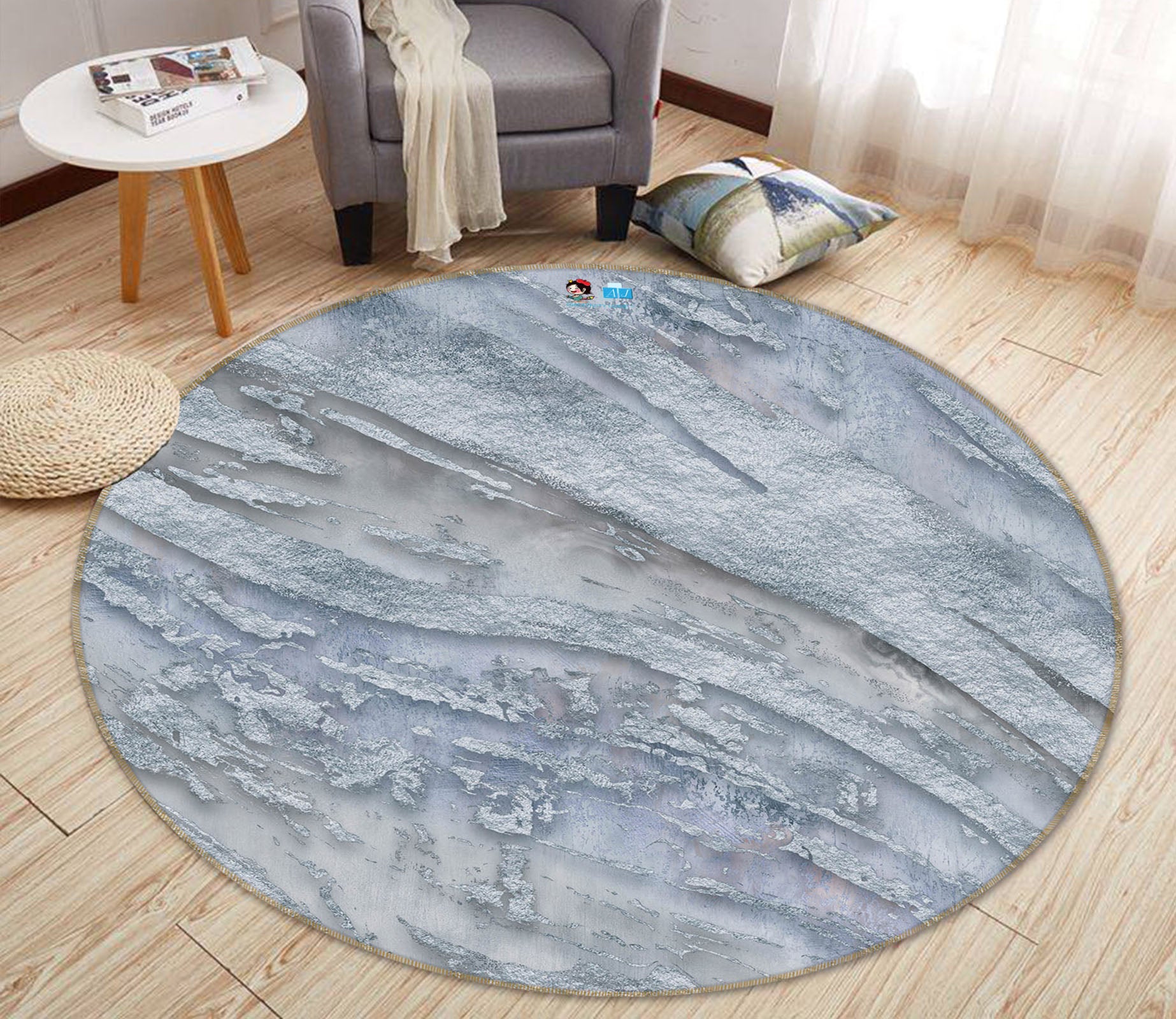 3D Gray Texture 83063 Andrea haase Rug Round Non Slip Rug Mat
