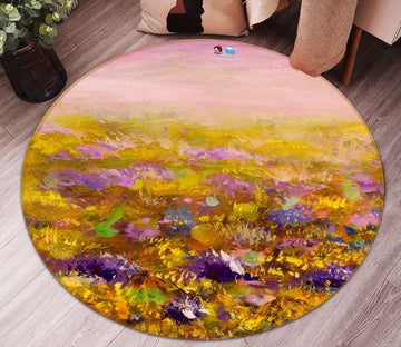3D Meadow Flowers 71146 Round Non Slip Rug Mat