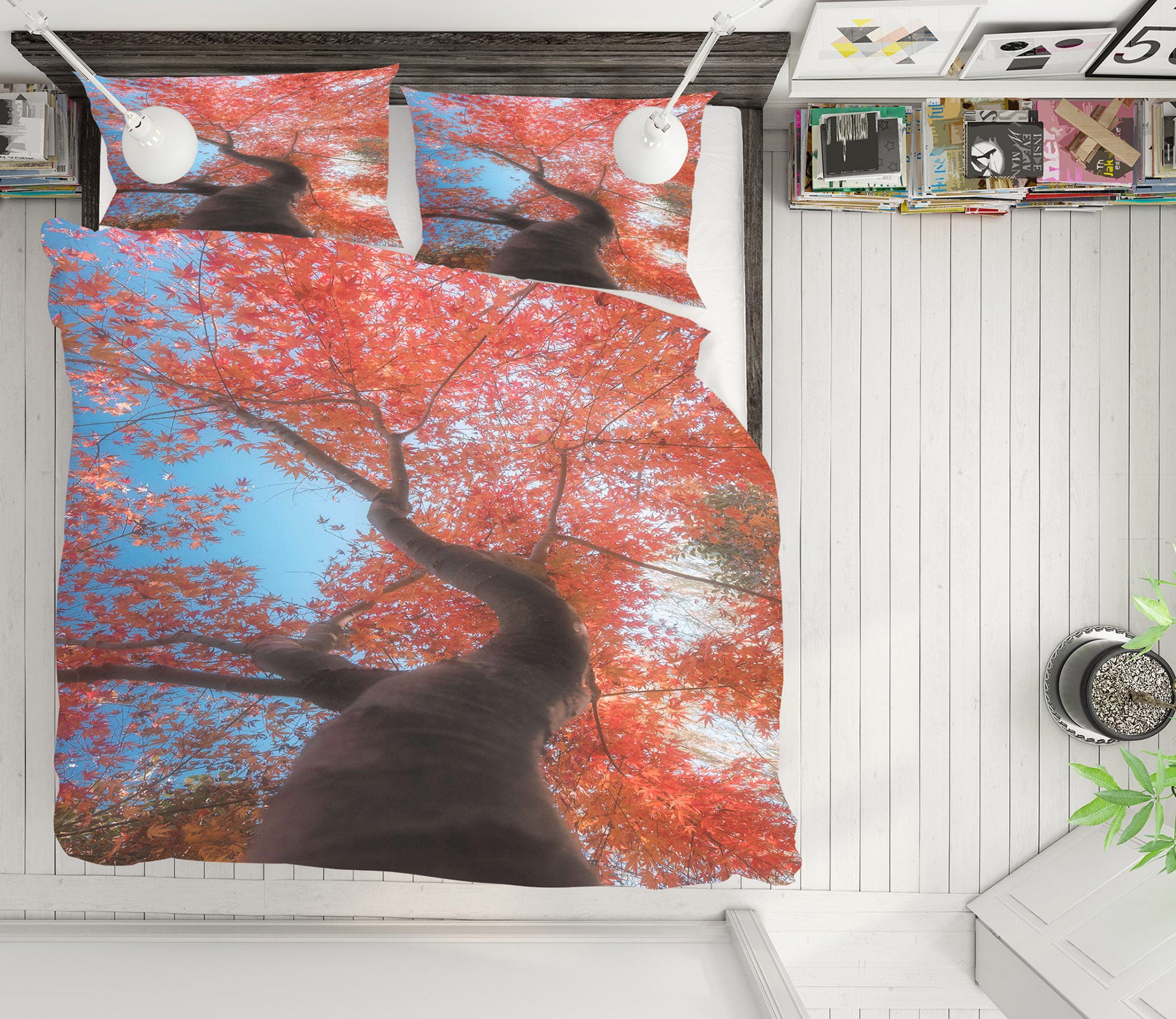 3D Red Tree 16150 Bed Pillowcases Quilt