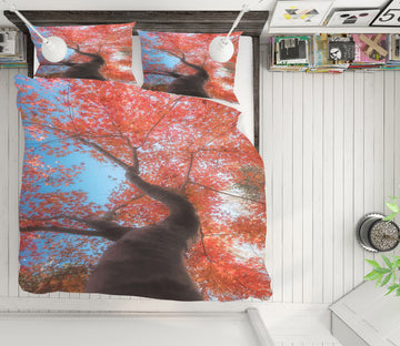 3D Red Tree 16150 Bed Pillowcases Quilt