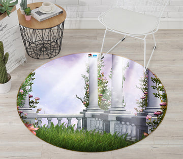3D Grass Pillar 73014 Round Non Slip Rug Mat