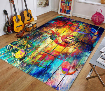 3D Red Note 1034 Non Slip Rug Mat