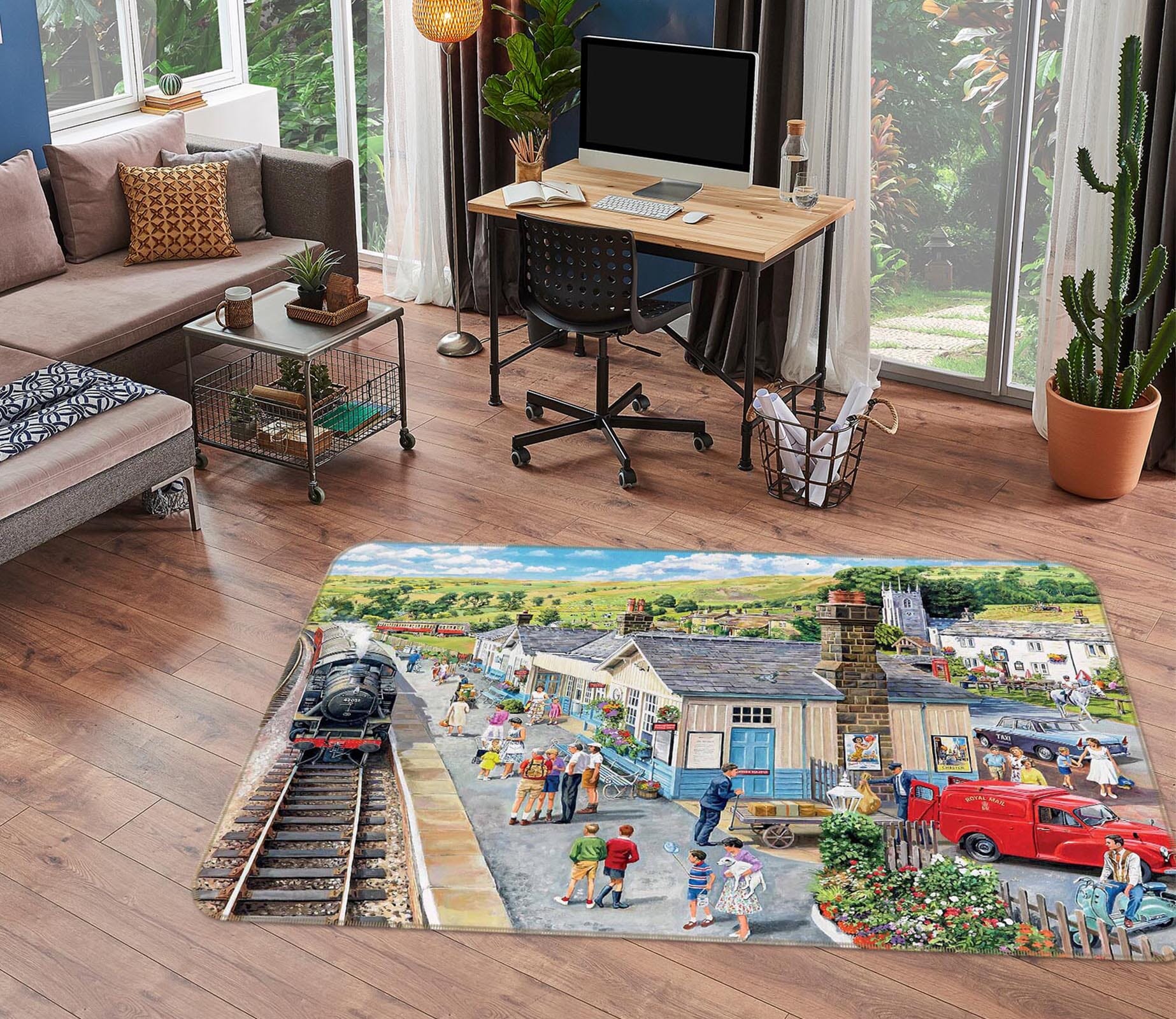 3D The Village Station 1125 Trevor Mitchell Rug Non Slip Rug Mat Mat AJ Creativity Home 