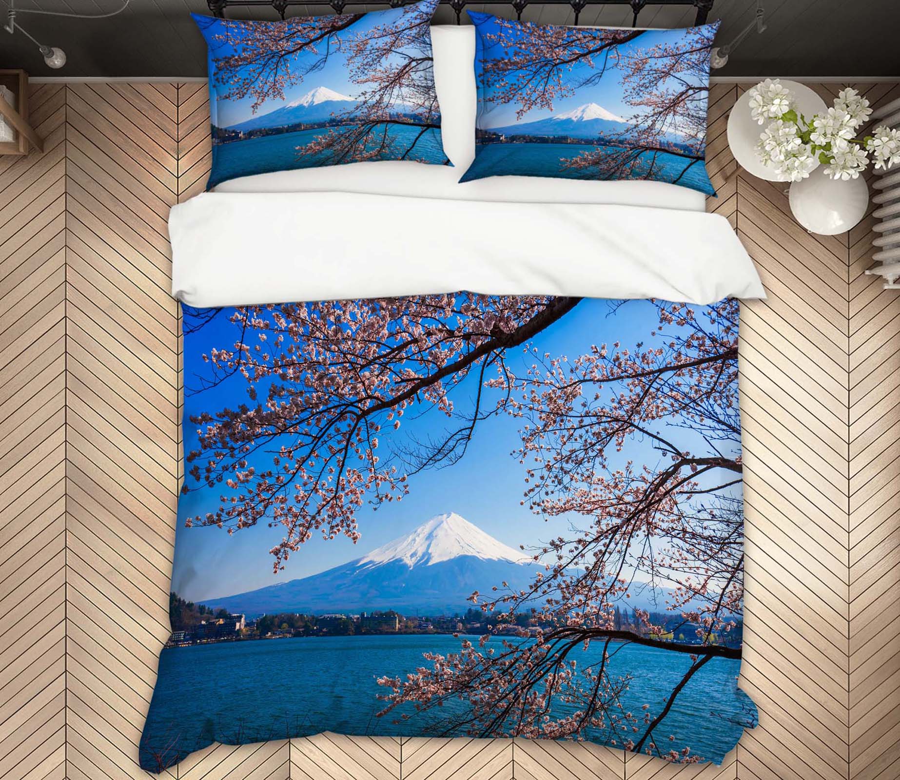 3D Snow Mountain Flower Branch 60233 Bed Pillowcases Quilt