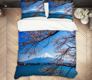 3D Snow Mountain Flower Branch 60233 Bed Pillowcases Quilt