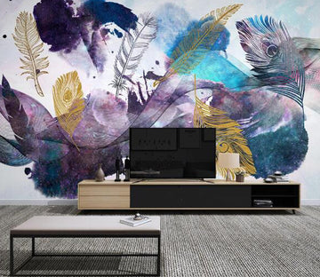 3D Purple Feathers WC1714 Wall Murals