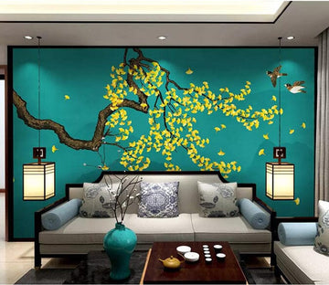 3D Golden Leaves 2769 Wall Murals Wallpaper AJ Wallpaper 2 