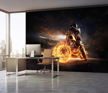 3D Steamer Motorcycle 367 Vehicle Wall Murals
