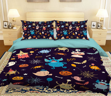 3D Monster Spider Pumpkin 1208 Halloween Bed Pillowcases Quilt Quiet Covers AJ Creativity Home 