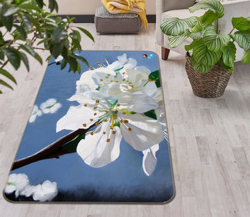 3D White Flowers 11165 Matthew Holden Bates Rug Non Slip Rug Mat