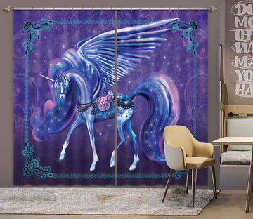 3D Star Unicorn 120 Rose Catherine Khan Curtain Curtains Drapes Curtains AJ Creativity Home 