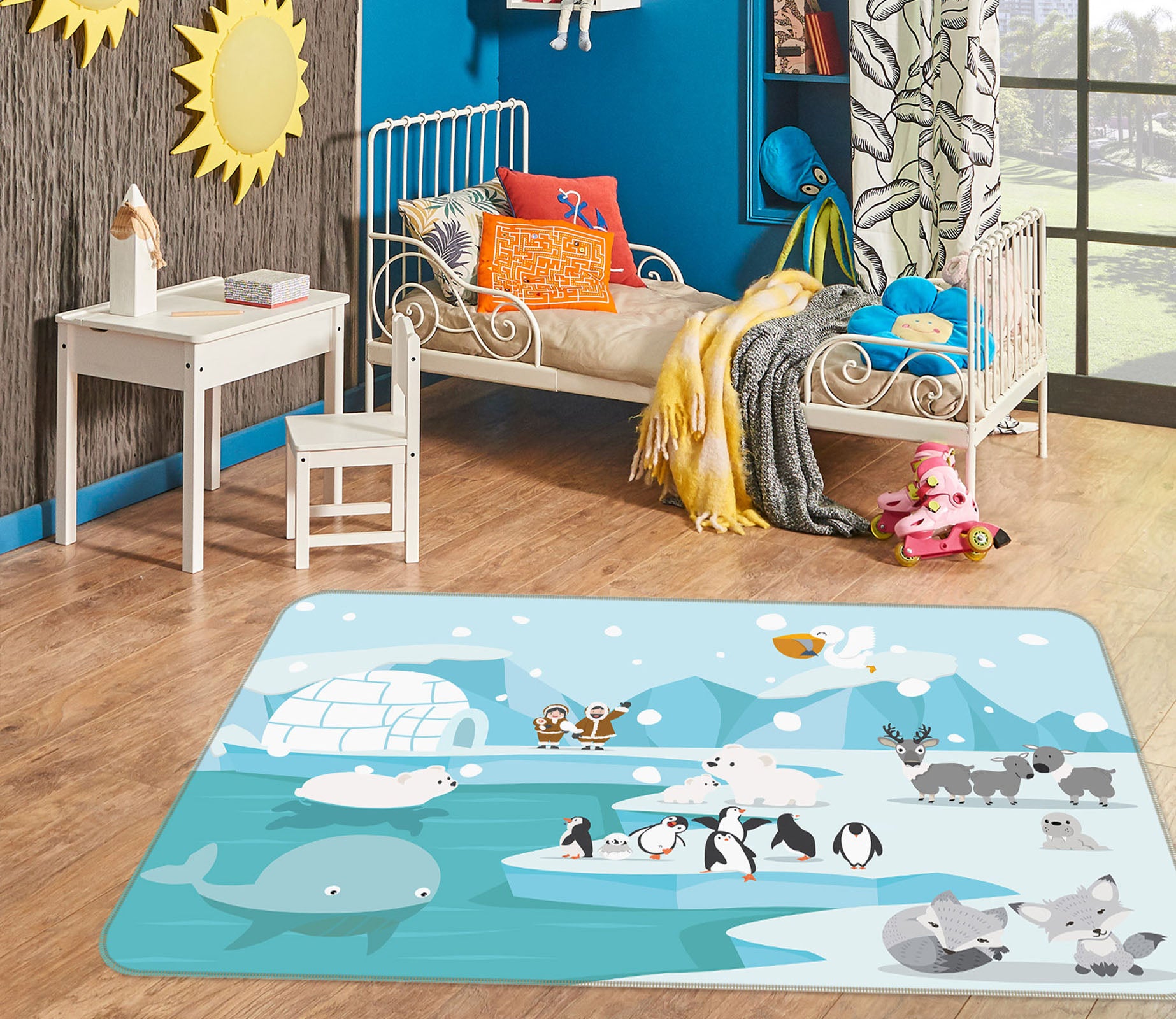 3D Glacier Penguin 34172 Non Slip Rug Mat