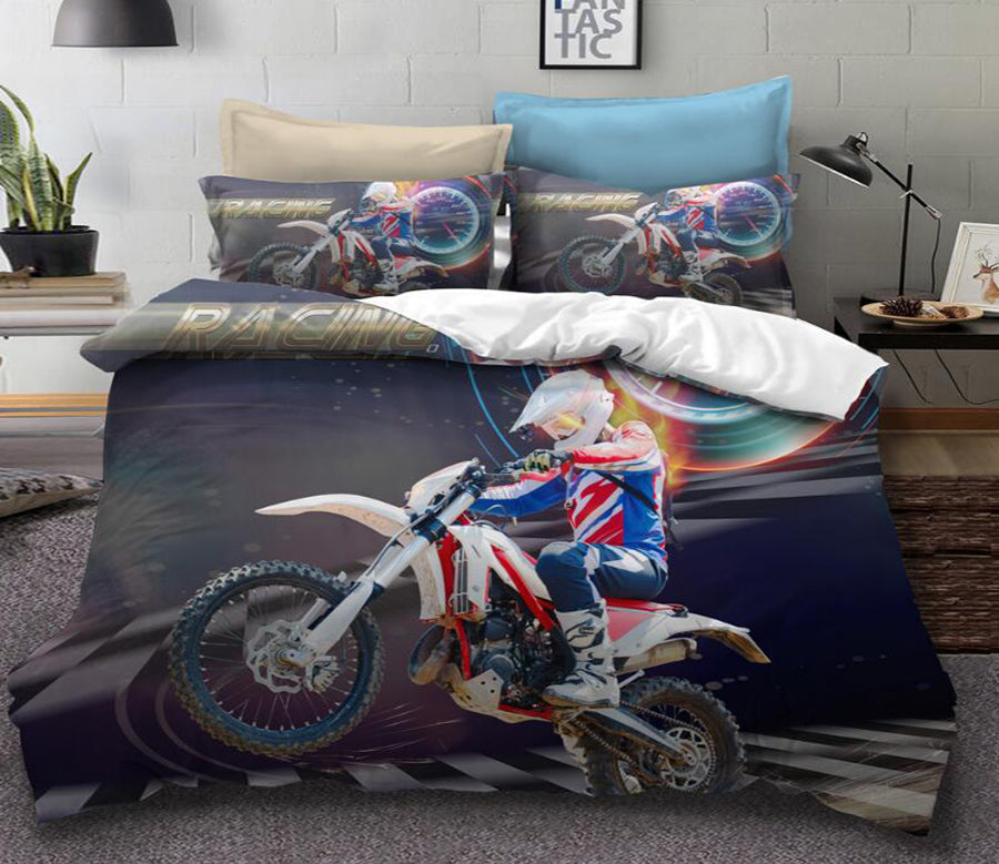 3D Motorcycle Rider 1071 Bed Pillowcases Quilt
