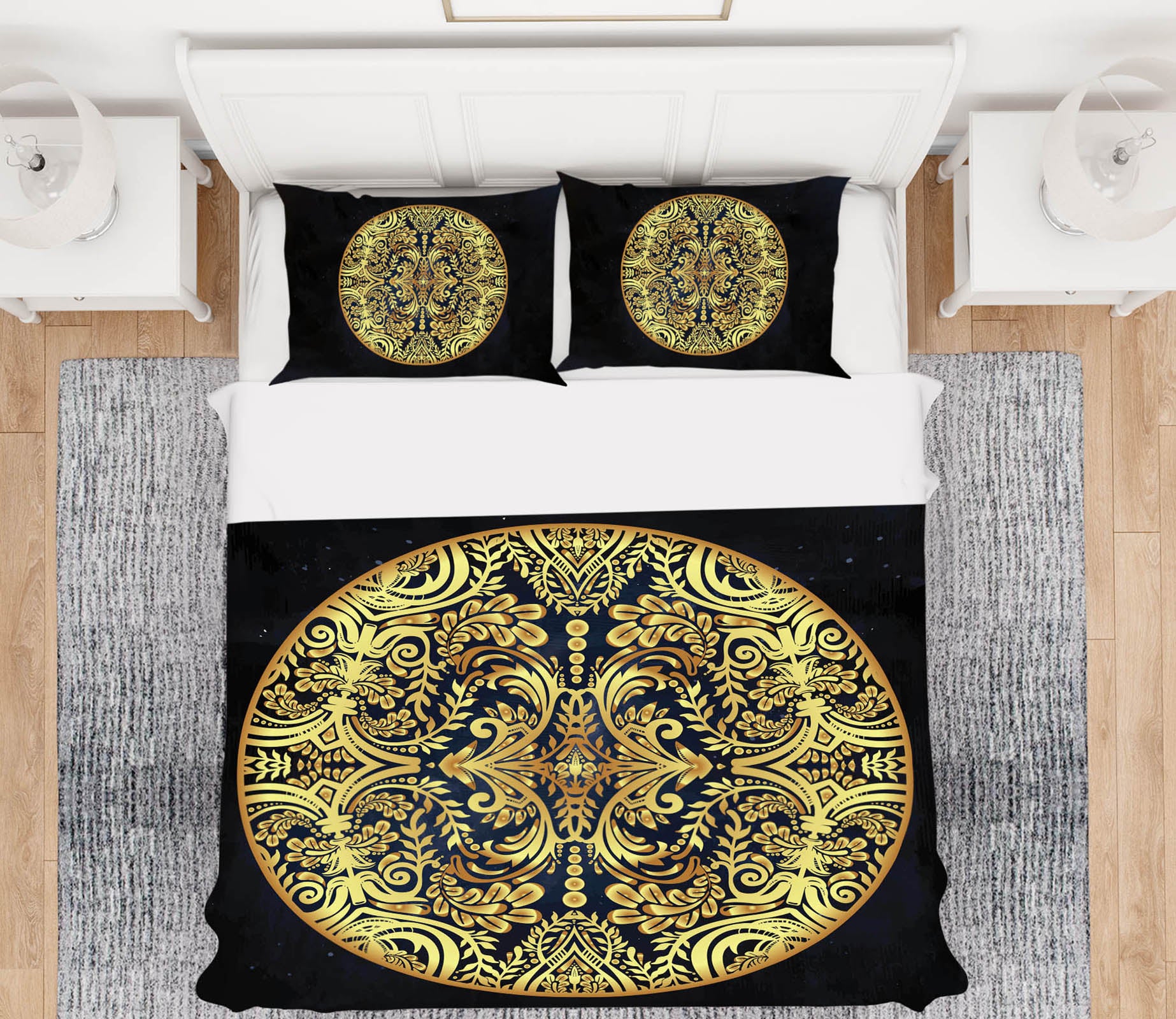 3D Golden Circle Pattern 59030 Bed Pillowcases Quilt