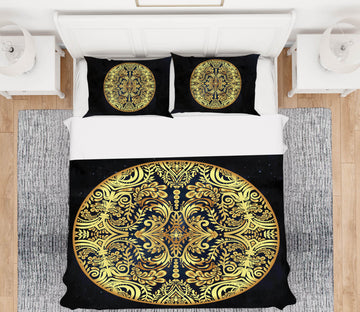 3D Golden Circle Pattern 59030 Bed Pillowcases Quilt