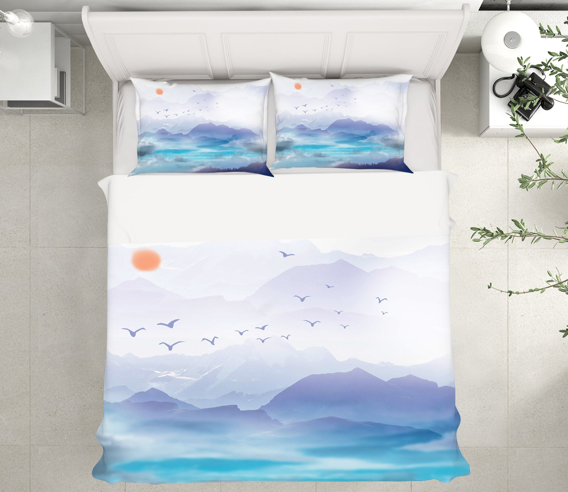 3D Mountain Wild Goose 12055 Bed Pillowcases Quilt