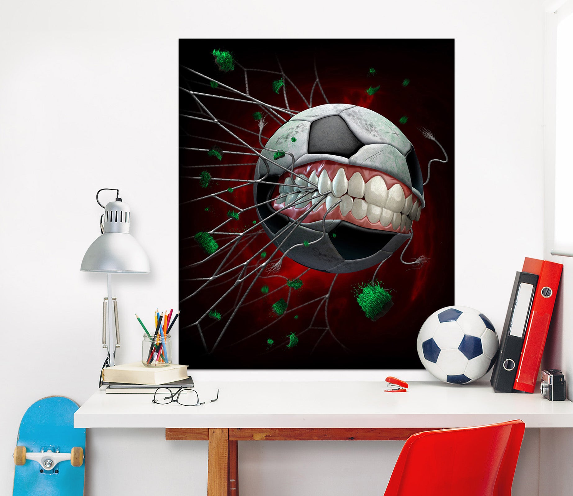 3D Teeth Football Net 5110 Tom Wood Wall Sticker