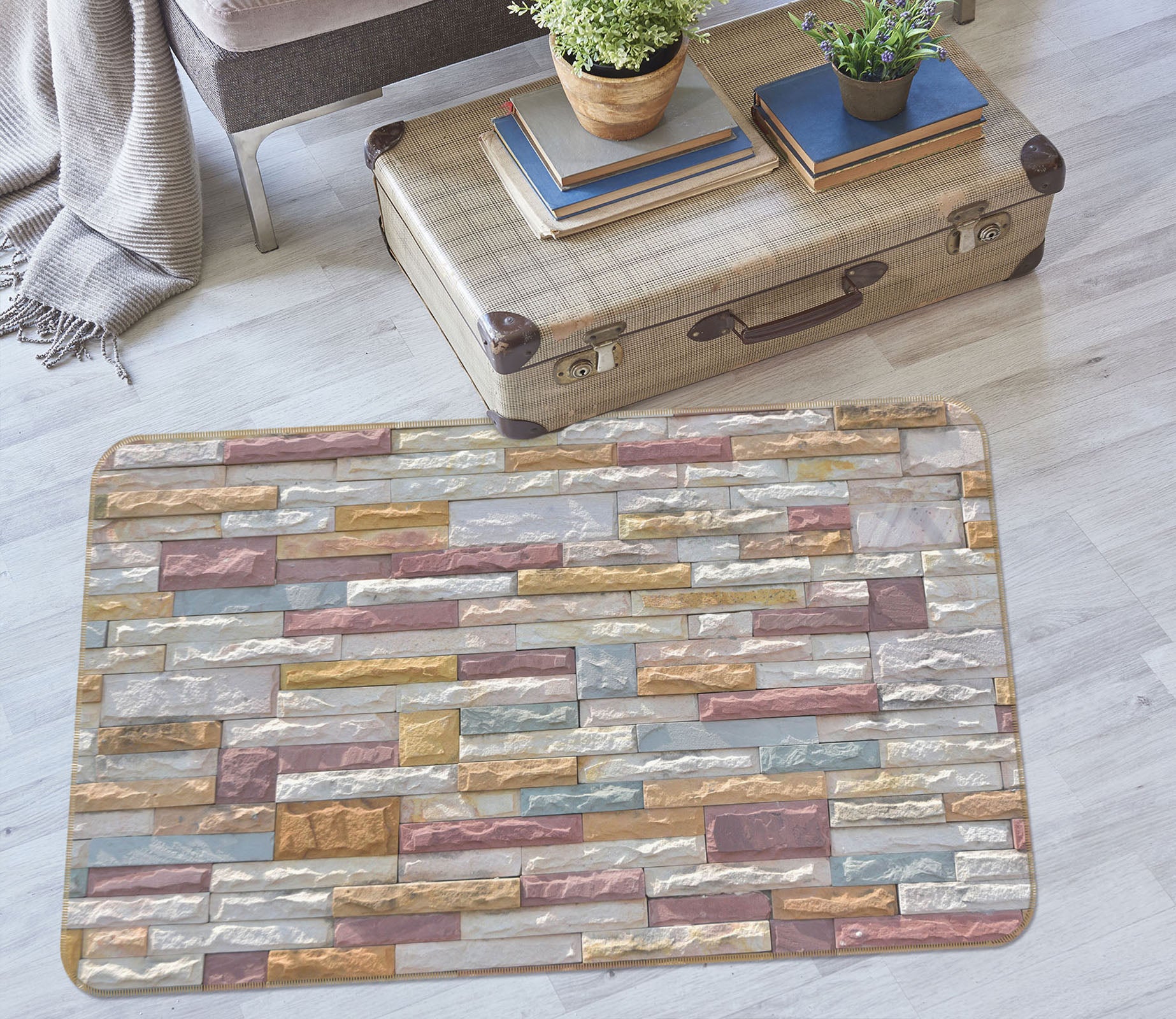3D Brick Pattern 31075 Non Slip Rug Mat