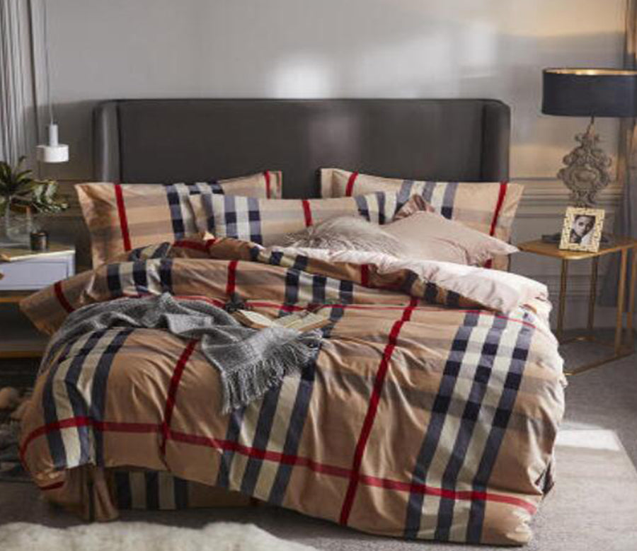 3D Dark Brown Plaid 20015 Bed Pillowcases Quilt