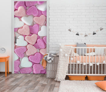 3D Pink White Heart 10735 Assaf Frank Door Mural