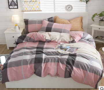 3D Pink And Black Grid 18145 Bed Pillowcases Quilt