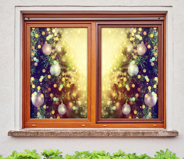 3D Christmas Tree Balls 42137 Christmas Window Film Print Sticker Cling Stained Glass Xmas