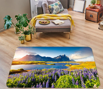 3D Flowers Mountains 77144 Non Slip Rug Mat