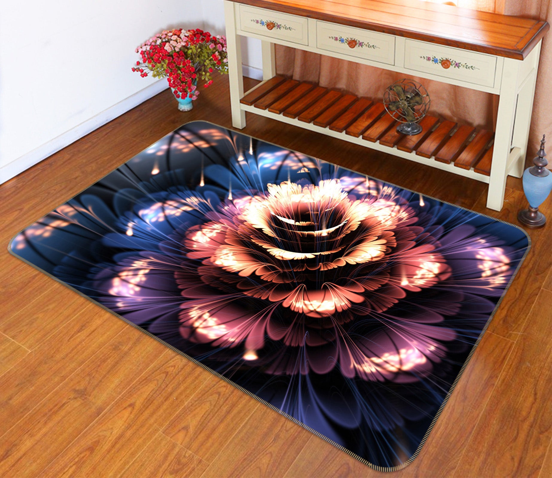 3D Flowers 65092 Non Slip Rug Mat